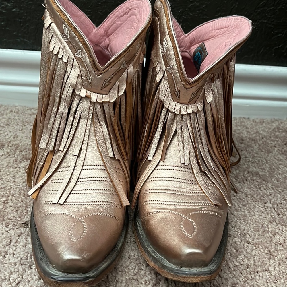 Ross Gold Fringe Booties - Lane Brand by JunkGypsy